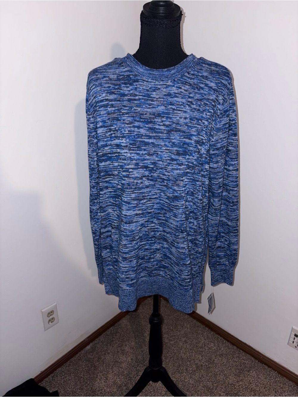 Karen Scott Blue Marled Crewneck Sweater - Men's